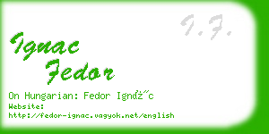 ignac fedor business card